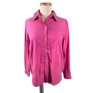 Lauren Ralph Lauren Shirt Women's Size Large Pink Non-Iron Casual Long Sleeves